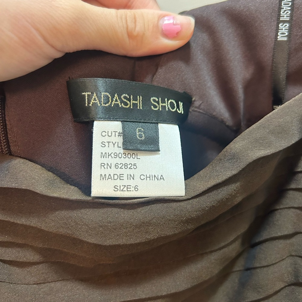 Tadashi Shoji Brown Tiered Ruffle Maxi Dress - Picture 9 of 11